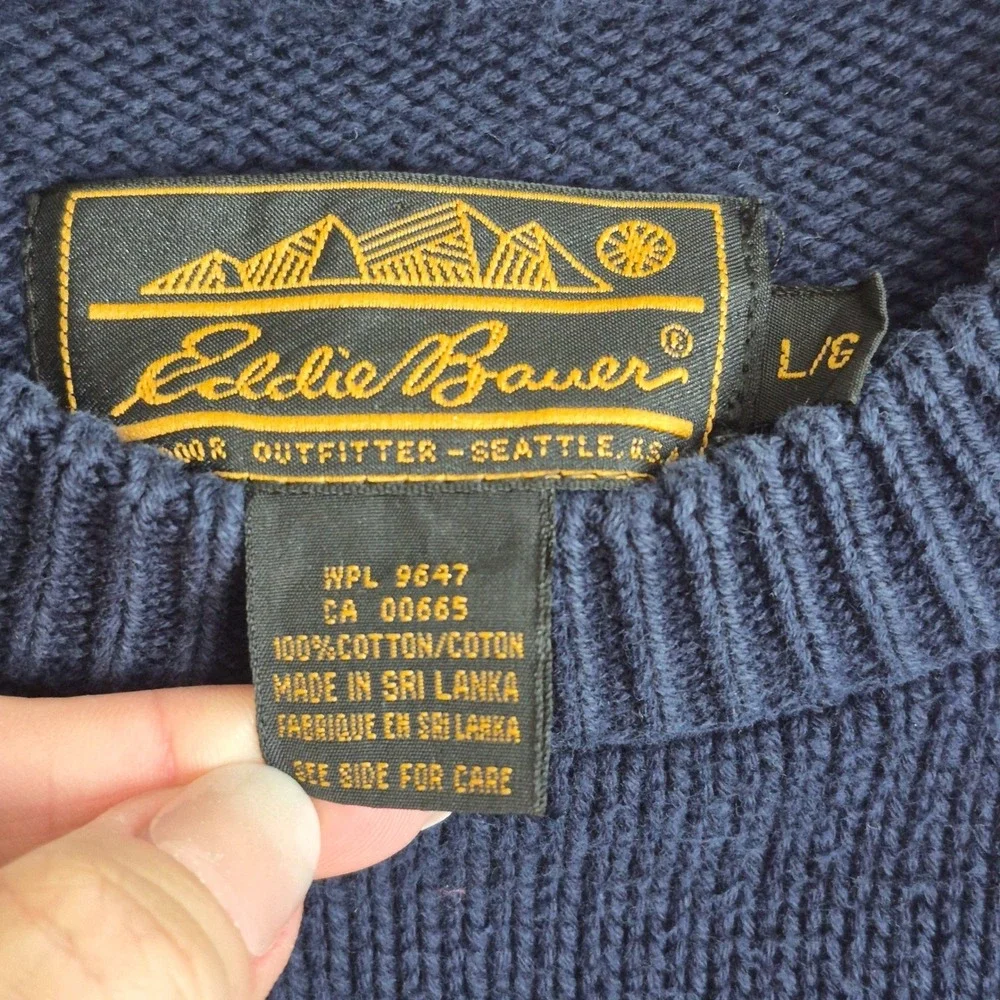 Vintage Eddie Bauer navy blue heavyweight cotton sweater mens large